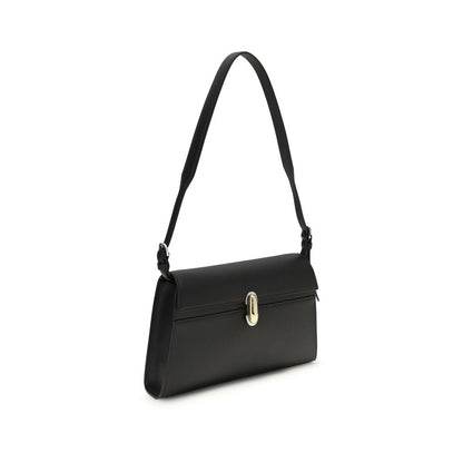 Savette Black Calf Leather Bos Taurus Shoulder Bag