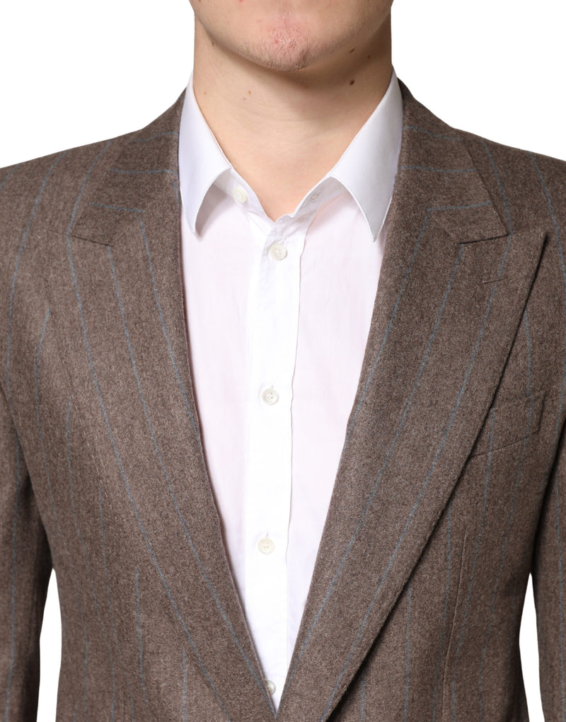Dolce & Gabbana Bruin Gestreept Enkele Rij Knoopsluiting Blazer