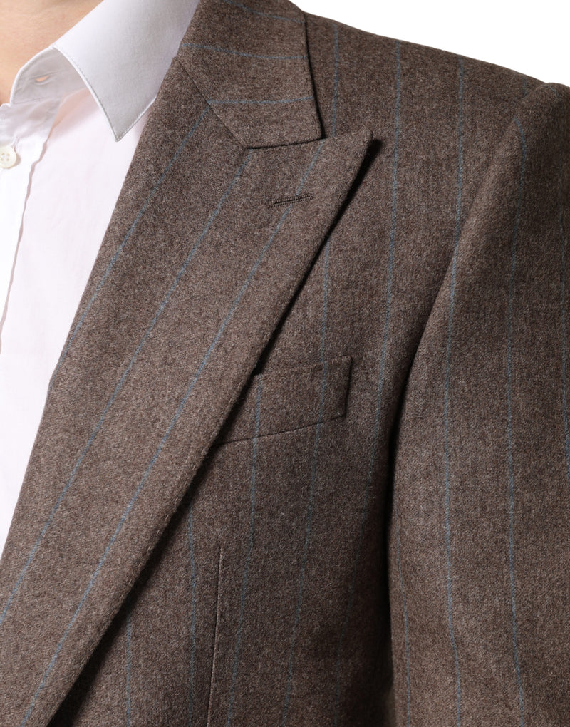 Dolce & Gabbana Bruin Gestreept Enkele Rij Knoopsluiting Blazer