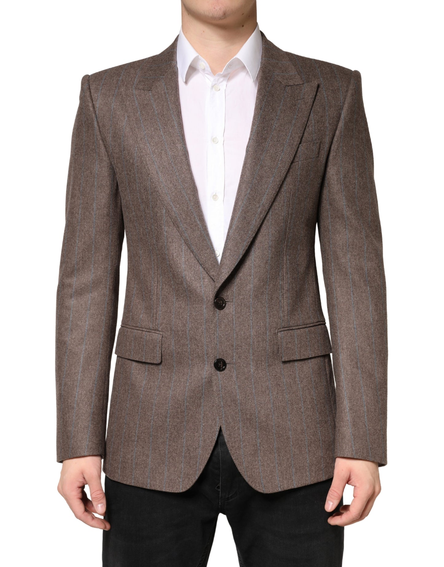 Blazer Dolce &amp; Gabbana à rayures marron et simple boutonnage