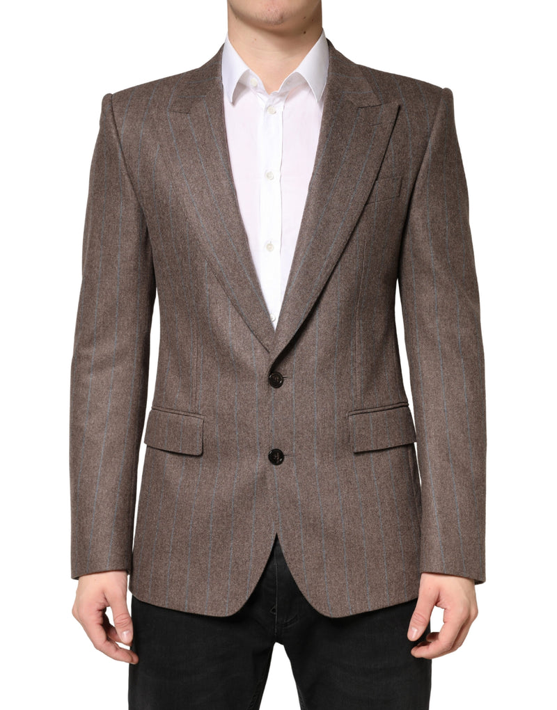 Dolce & Gabbana Bruin Gestreept Enkele Rij Knoopsluiting Blazer