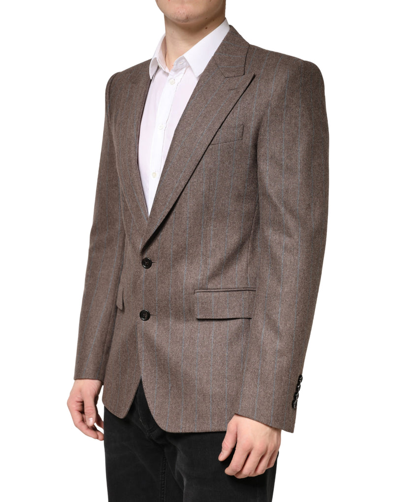 Dolce & Gabbana Bruin Gestreept Enkele Rij Knoopsluiting Blazer