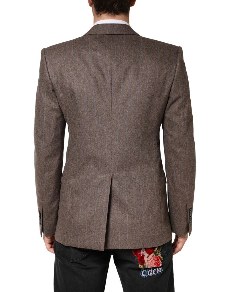 Dolce & Gabbana Bruin Gestreept Enkele Rij Knoopsluiting Blazer