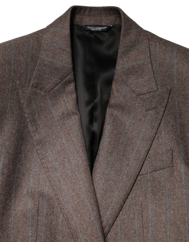Dolce & Gabbana Bruin Gestreept Enkele Rij Knoopsluiting Blazer
