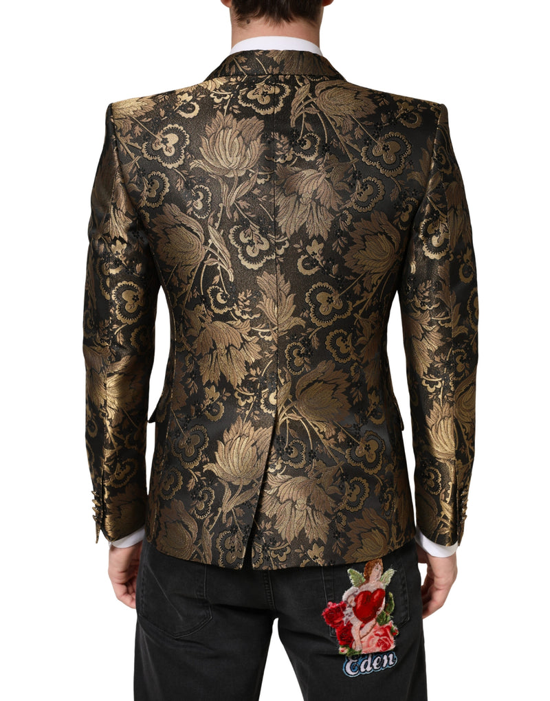 Dolce & Gabbana Gouden Jacquard Single Breasted Smoking Blazer