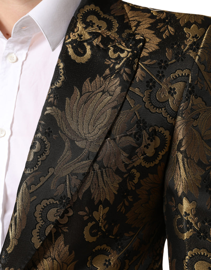 Dolce & Gabbana Gouden Jacquard Single Breasted Smoking Blazer
