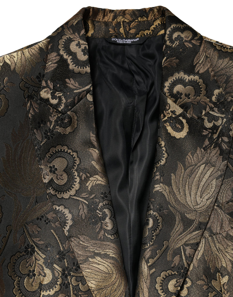 Dolce & Gabbana Gouden Jacquard Single Breasted Smoking Blazer