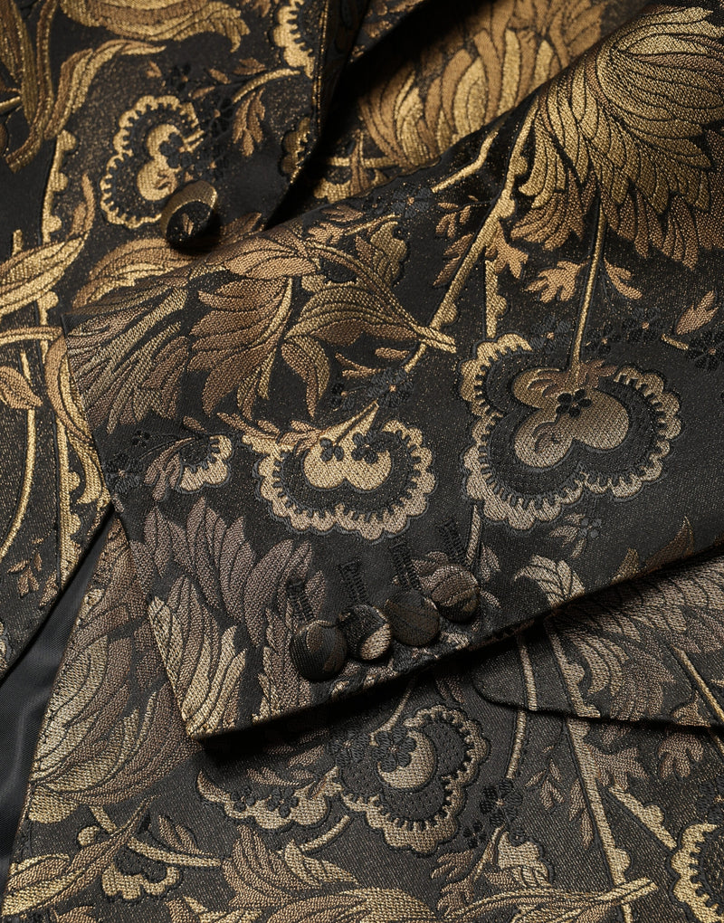 Dolce & Gabbana Gouden Jacquard Single Breasted Smoking Blazer