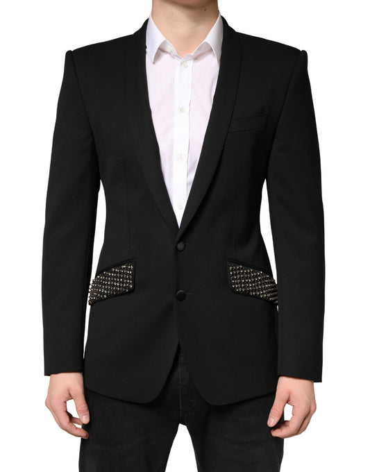 Dolce & Gabbana Zwarte Enkelrij Blazer Met Versieringen