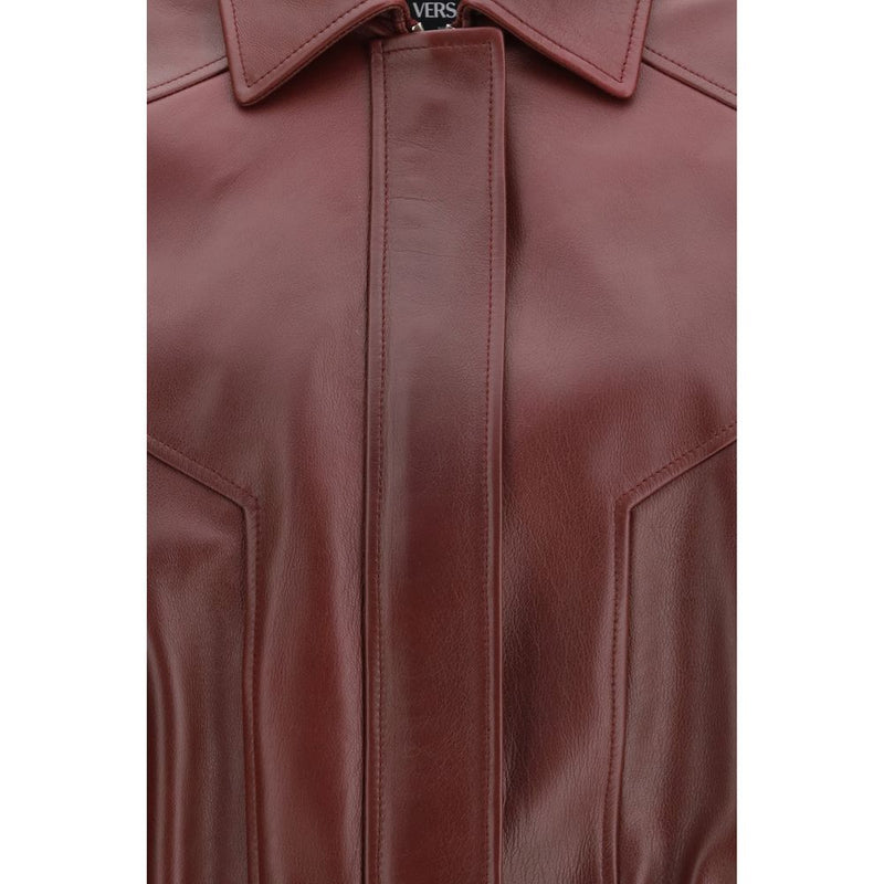Versace Bordeaux Leather Jacket - Iconic Style and Elegance
