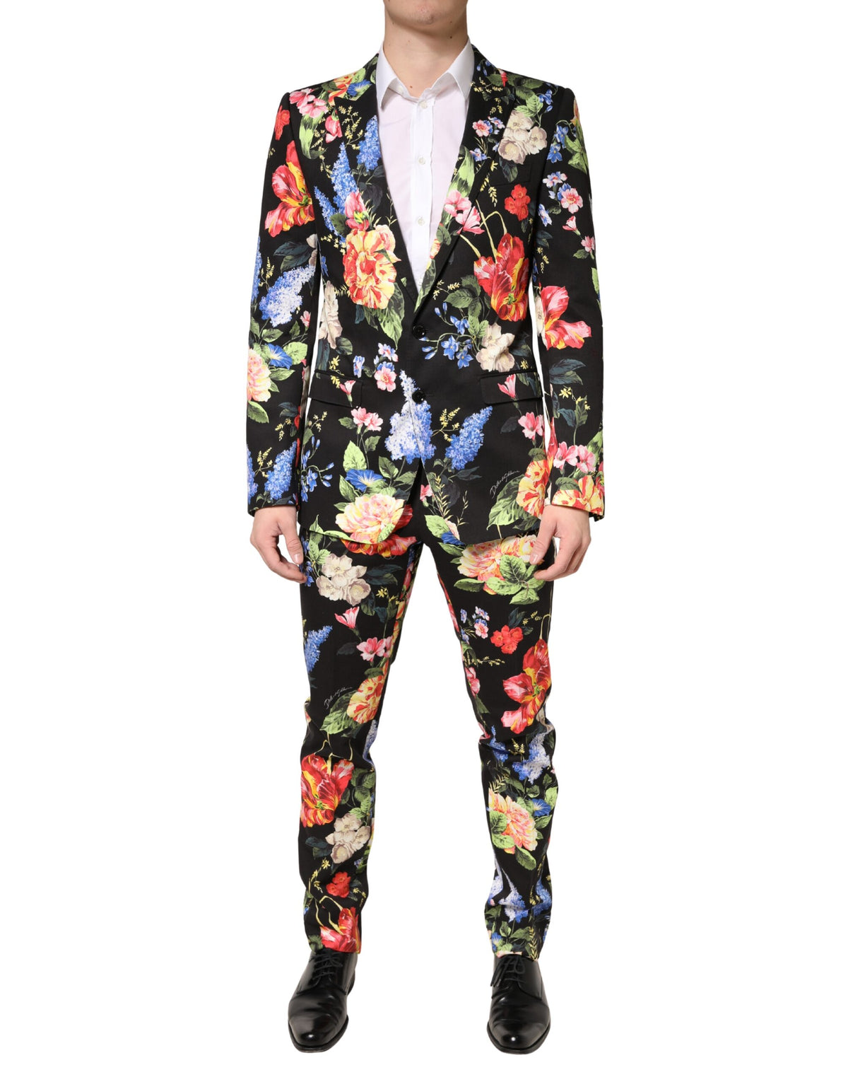 Dolce & Gabbana Black Floral Single Breasted MARTINI Suit