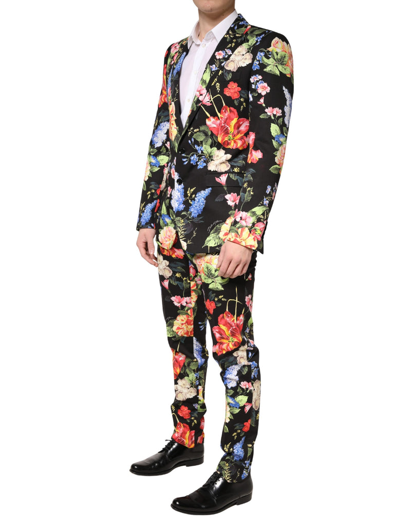 Dolce & Gabbana Black Floral Single Breasted MARTINI Suit