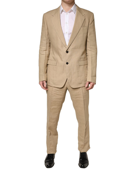 Dolce & Gabbana Beige TAORMINA Single Breasted Formal Suit