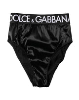 Dolce & Gabbana Black Satin High-Waist Briefs for Women