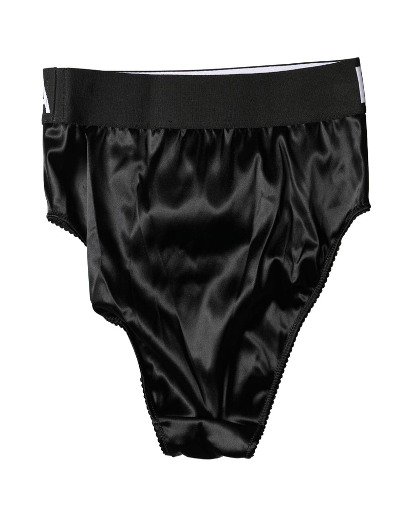Dolce & Gabbana Black Satin High-Waist Briefs for Women