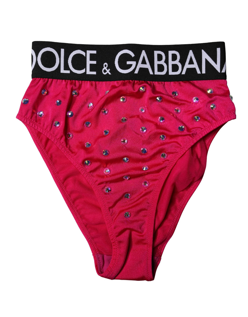Dolce & Gabbana Pink Embellished High-Waist Briefs