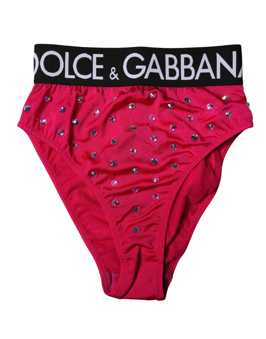 Dolce & Gabbana Pink Embellished High-Waist Briefs