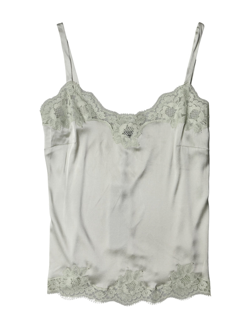 Dolce & Gabbana Light Green Floral Lace Lingerie Top