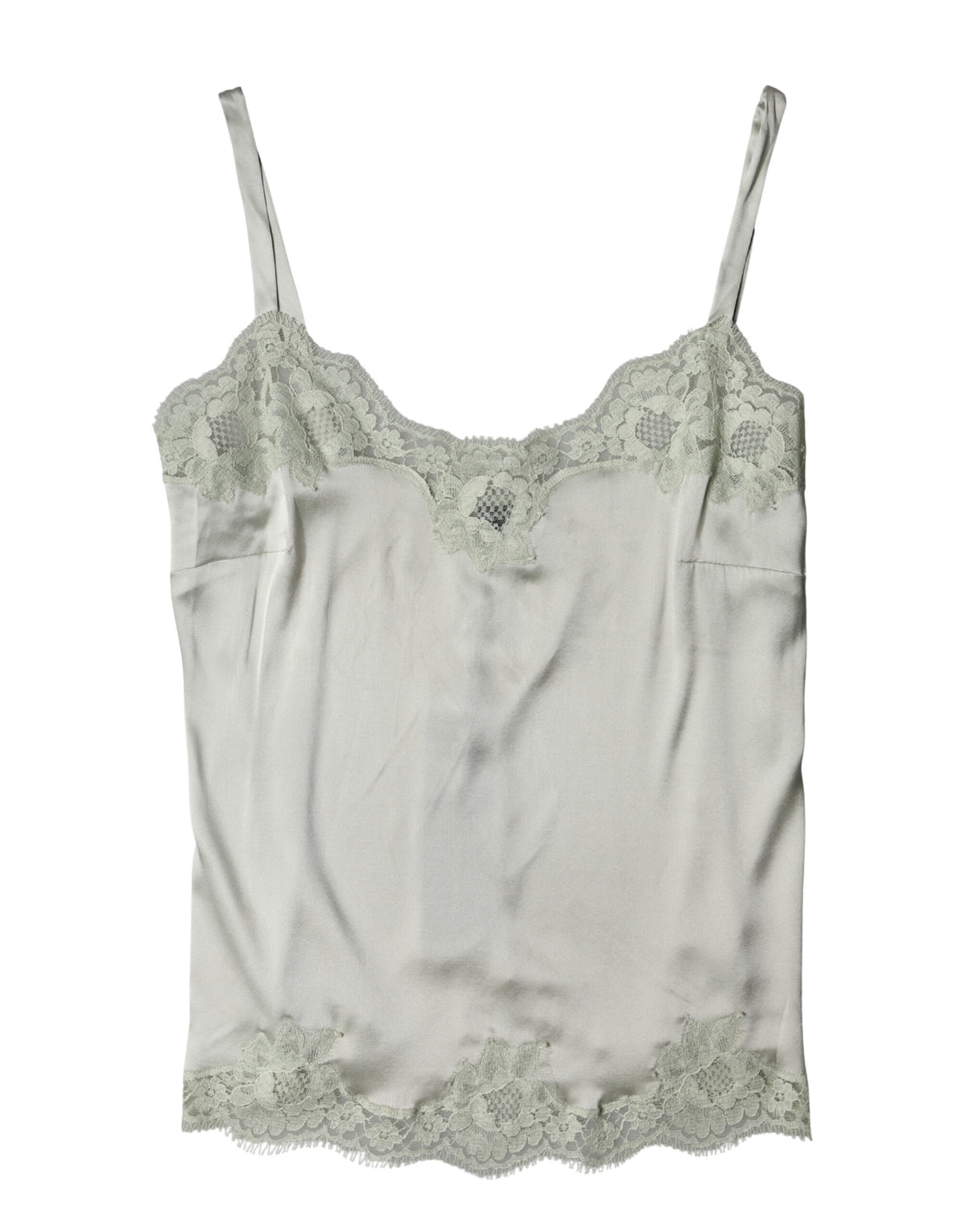 Dolce & Gabbana Light Green Floral Lace Lingerie Top