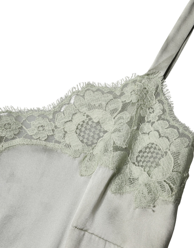 Dolce & Gabbana Light Green Floral Lace Lingerie Top