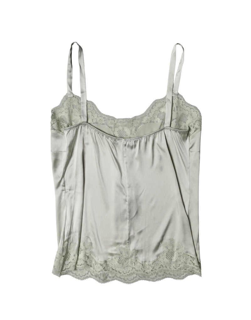 Dolce & Gabbana Light Green Floral Lace Lingerie Top
