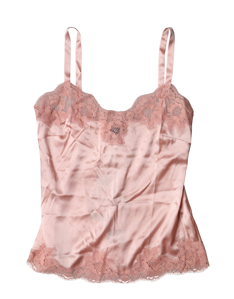 Dolce & Gabbana Light Pink Floral Lace Lingerie Top