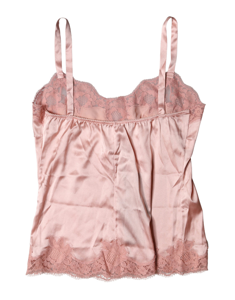 Dolce & Gabbana Light Pink Floral Lace Lingerie Top