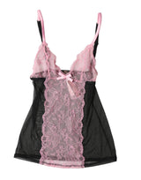 Roberto Cavalli Black Pink Floral Lace Lingerie Top