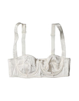 Dolce & Gabbana White Silk Satin Underwire Bra Semi Pad