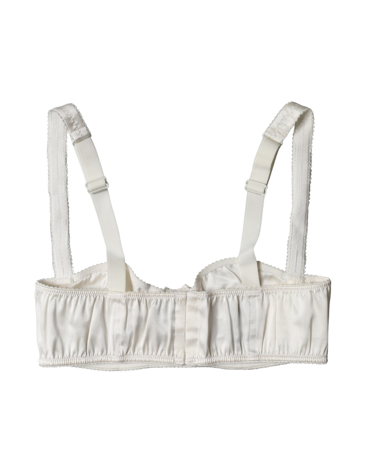 Dolce & Gabbana White Silk Satin Underwire Bra Semi Pad
