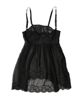 Dolce & Gabbana Black Silk Floral Lace Lingerie Top