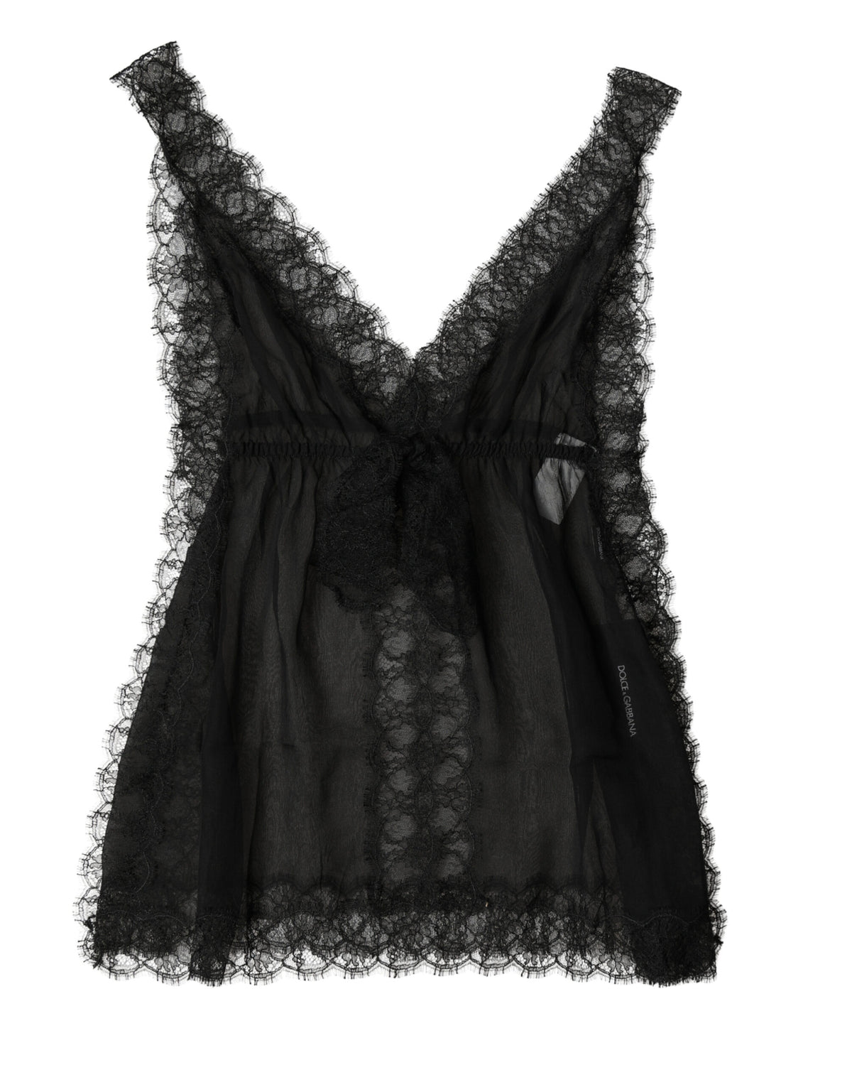 Dolce & Gabbana Black Silk Floral Lace Lingerie Top