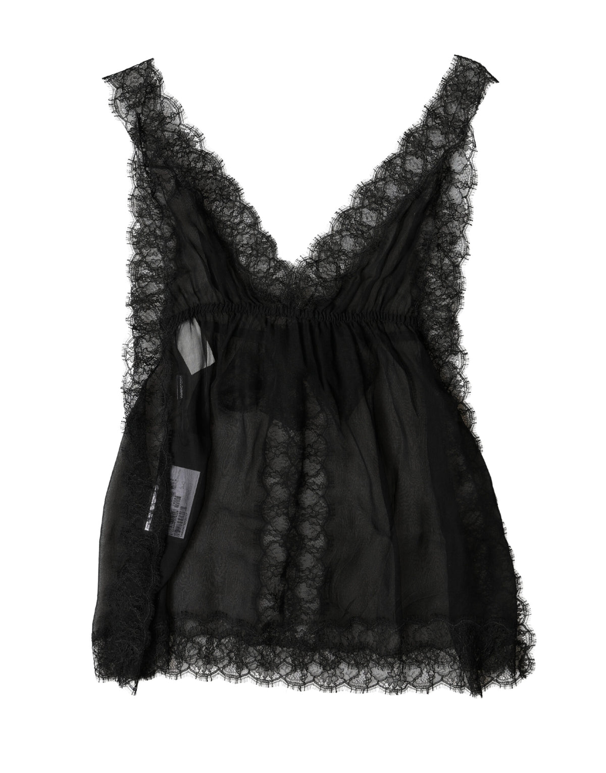Dolce & Gabbana Black Silk Floral Lace Lingerie Top