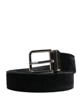 Ceinture homme Dolce &amp; Gabbana en daim noir avec boucle en métal argenté