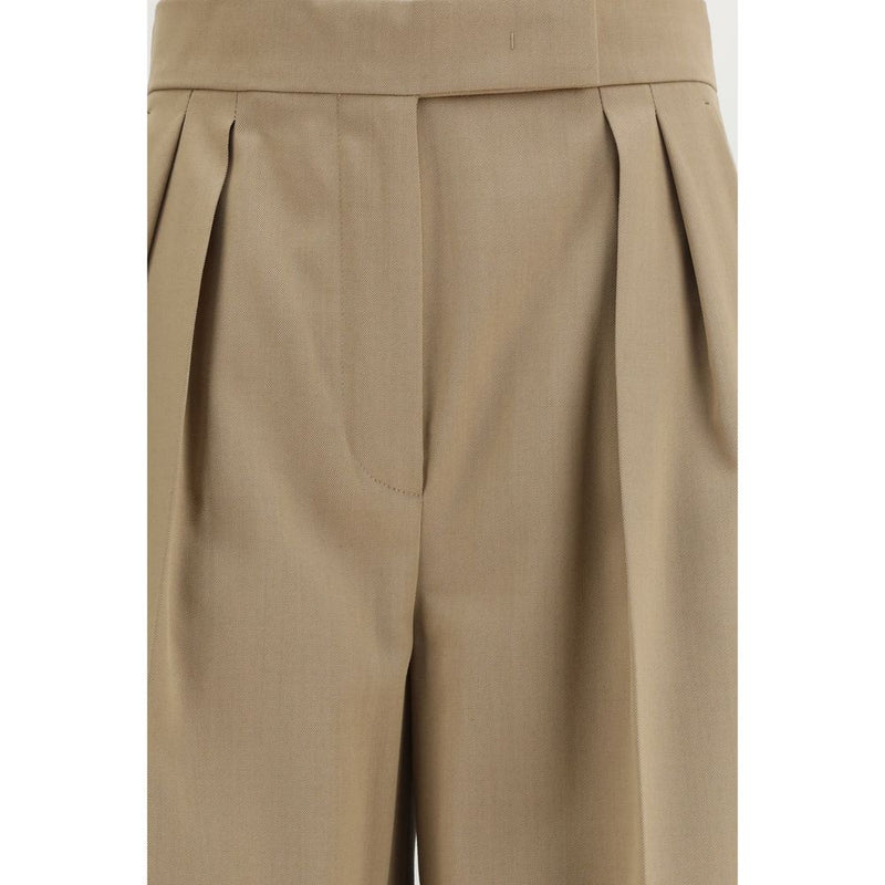 Max Mara Beige Fleece Wool Casual Pants for Women