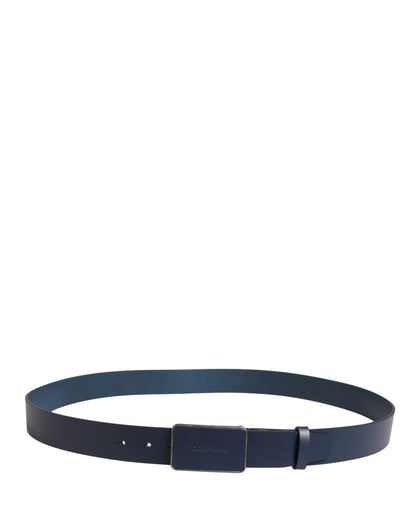 Dolce & Gabbana Blauw Lederen Logo Metalen Gesp Herenriem