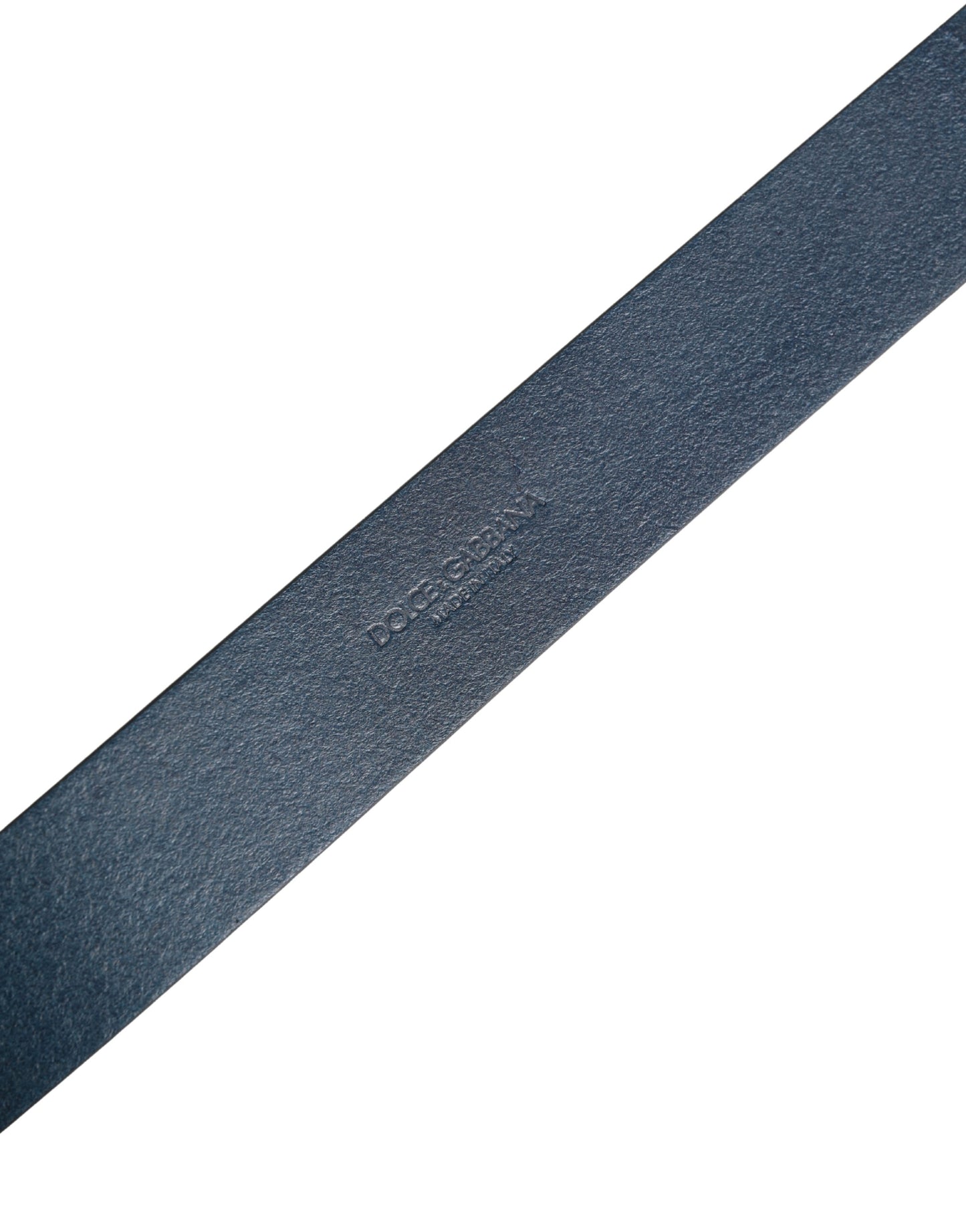 Dolce & Gabbana Blauw Lederen Logo Metalen Gesp Herenriem