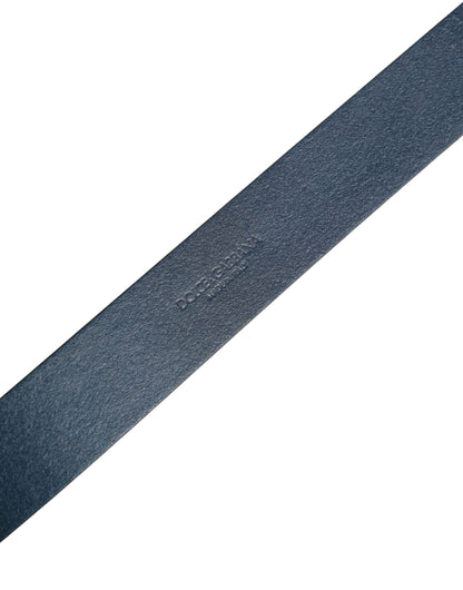 Dolce & Gabbana Blauw Lederen Logo Metalen Gesp Herenriem