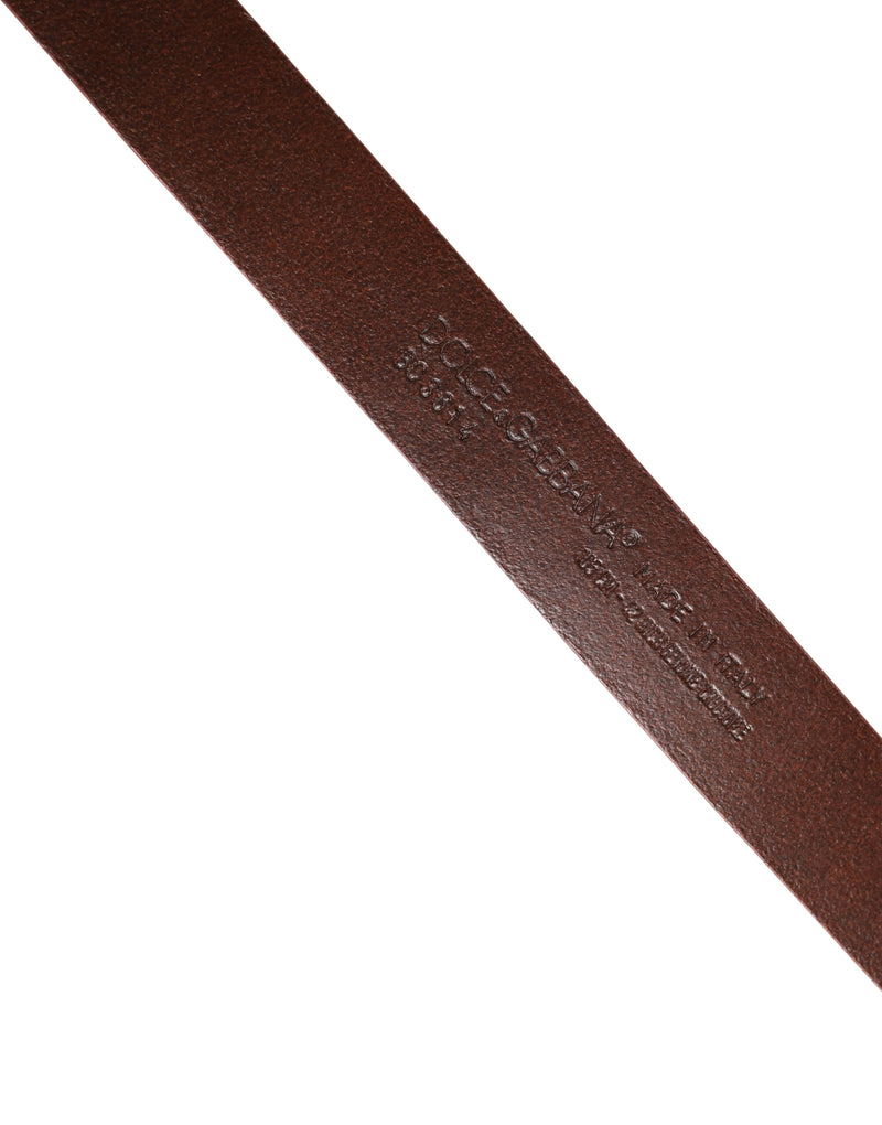 Dolce & Gabbana Red Leather Gold Tone Metal Buckle Men Belt