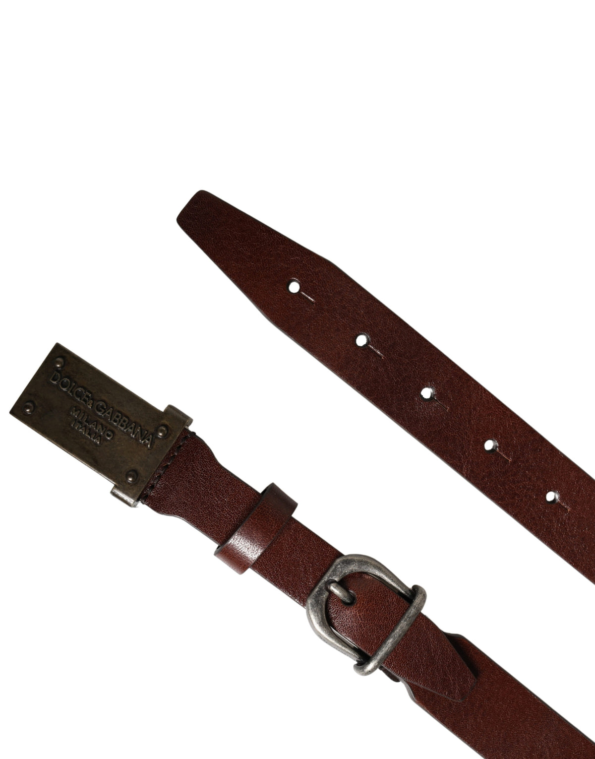 Ceinture homme Dolce &amp; Gabbana en cuir marron avec logo et boucle métallique