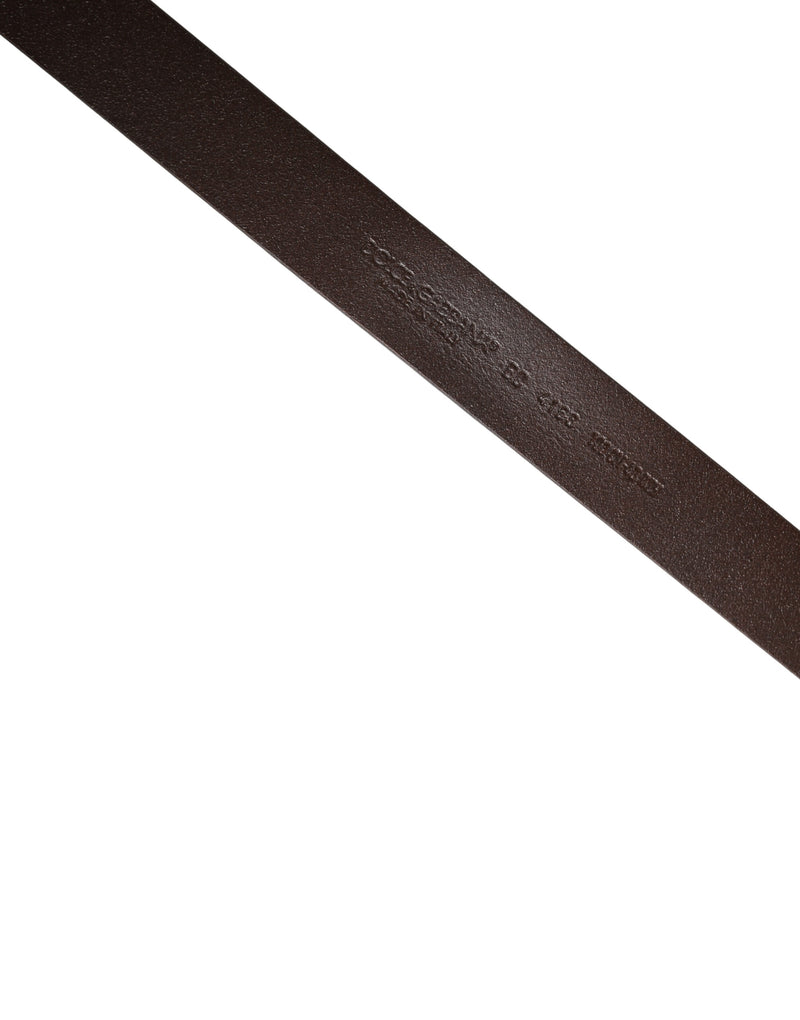 Dolce & Gabbana Brown Leather Logo Metal Buckle Men Belt