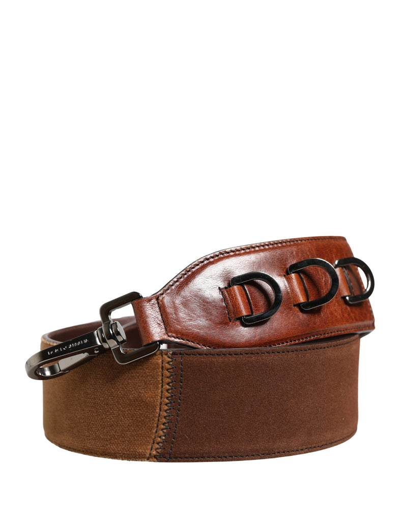 Bandoulière accessoire pour sac Dolce &amp; Gabbana en cuir velours marron à motif cheval