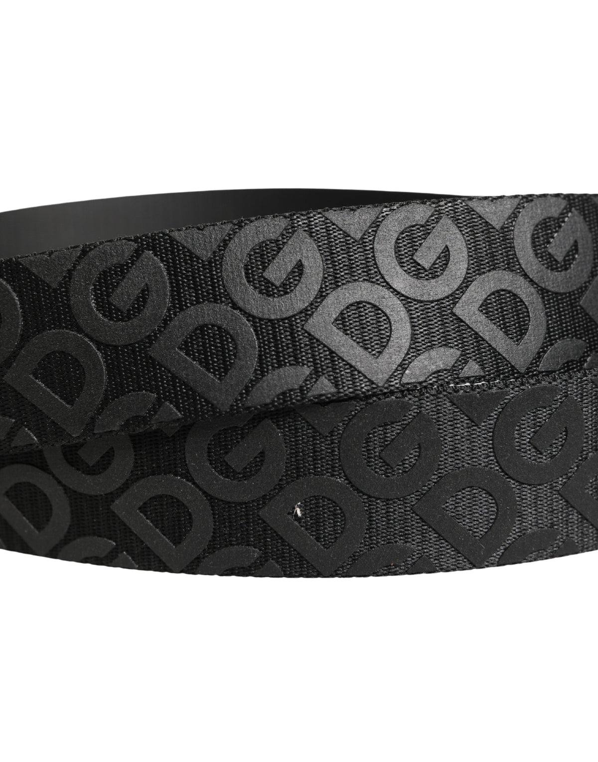 Ceinture Dolce &amp; Gabbana à monogramme noir et boucle en métal argenté