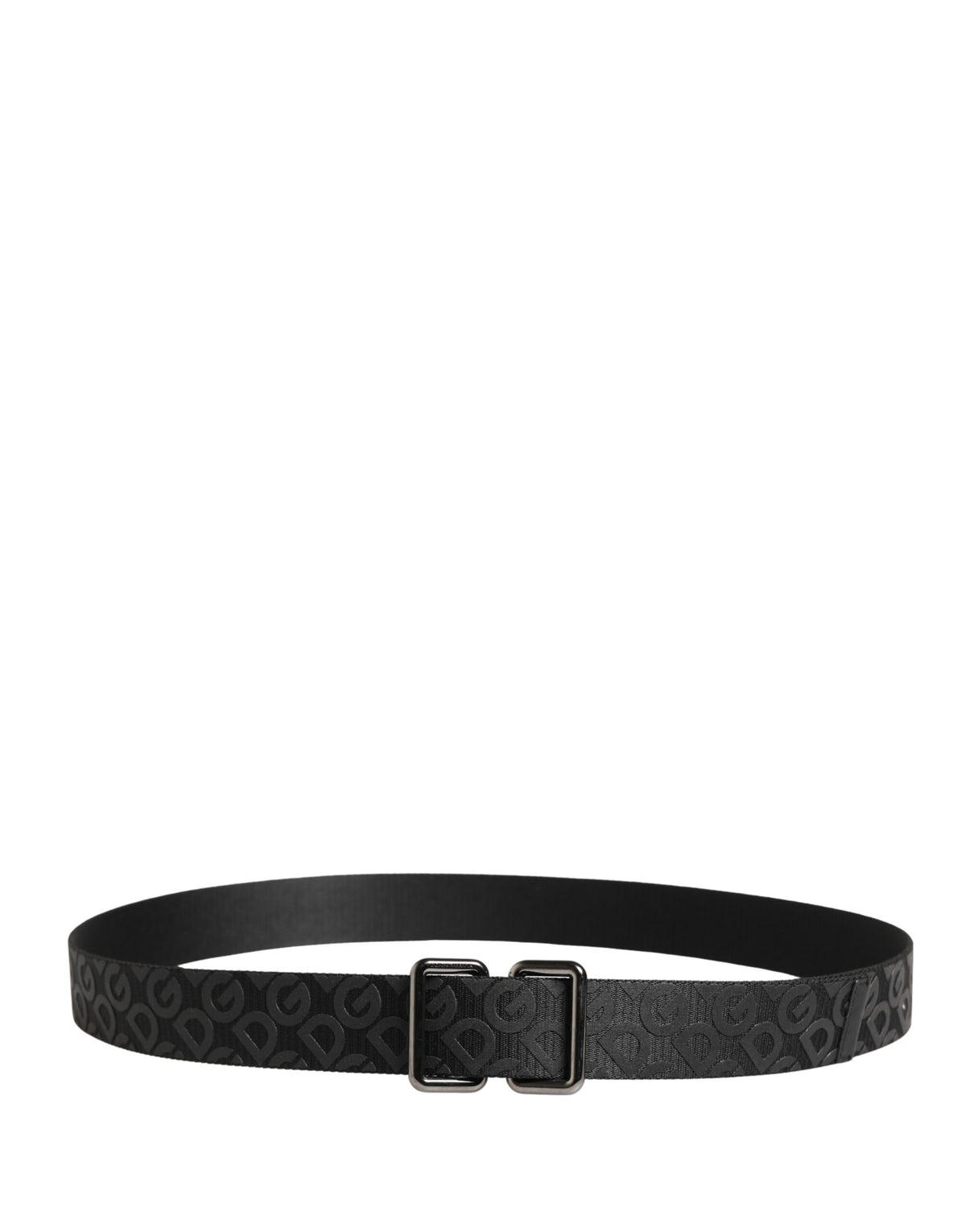 Ceinture Dolce &amp; Gabbana à monogramme noir et boucle en métal argenté