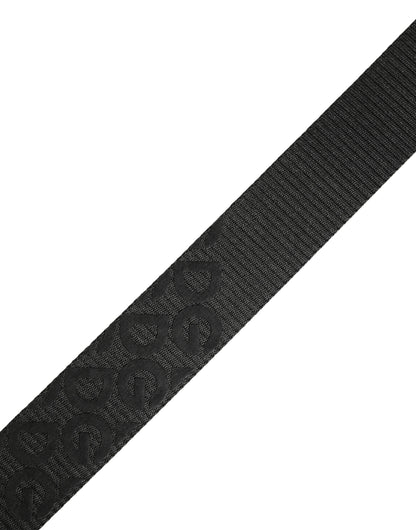 Ceinture Dolce &amp; Gabbana à monogramme noir et boucle en métal argenté