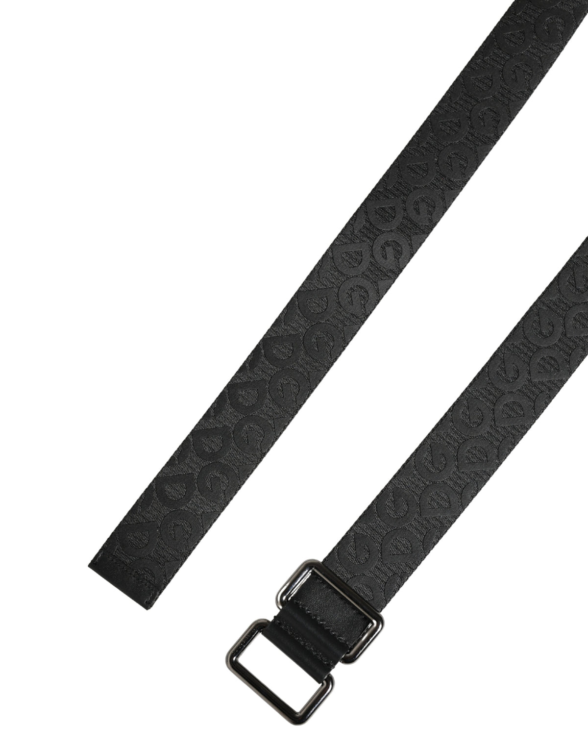 Ceinture Dolce &amp; Gabbana à monogramme noir et boucle en métal argenté