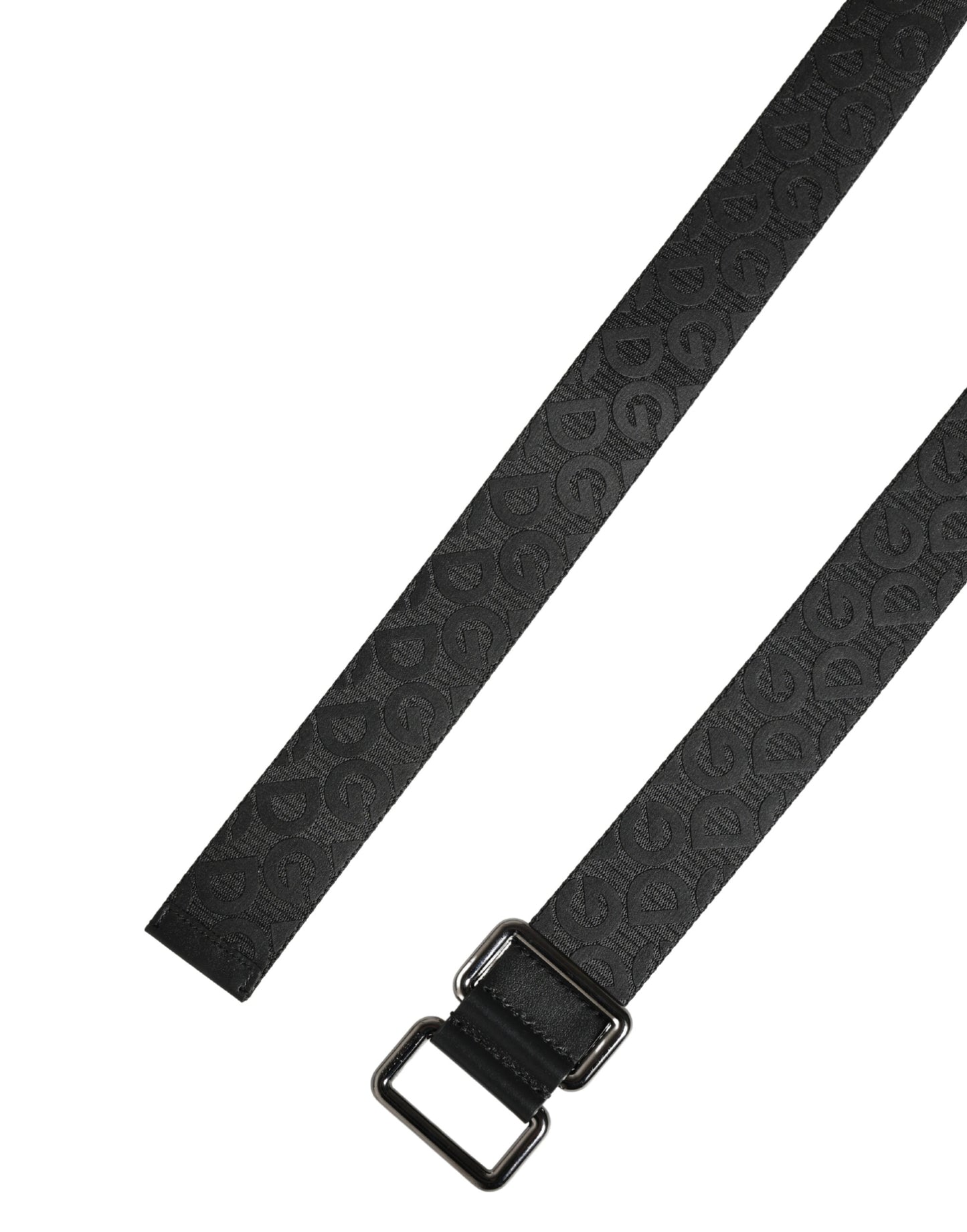 Ceinture Dolce &amp; Gabbana à monogramme noir et boucle en métal argenté