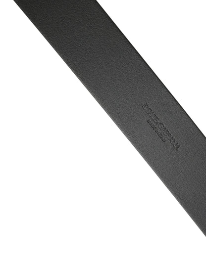 Dolce & Gabbana Black Calf Leather Silver Metal Buckle Belt