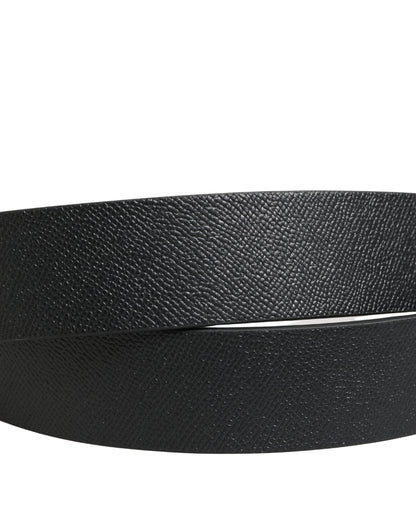 Ceinture Dolce &amp; Gabbana en cuir de veau noir avec boucle en métal argenté
