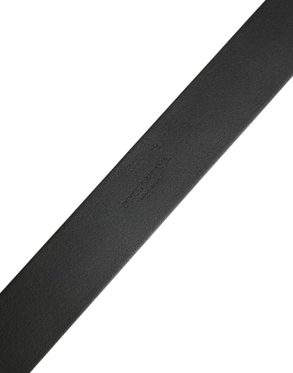 Ceinture Dolce &amp; Gabbana en cuir de veau noir avec boucle en métal argenté